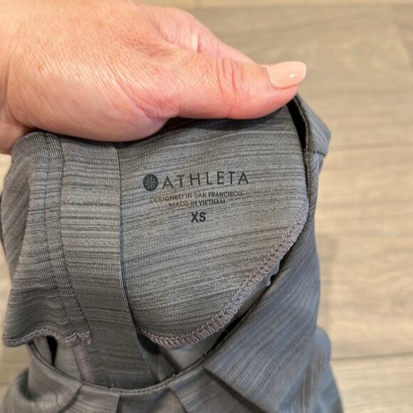 ATHLETA Heathered Gray Cap Sleeve Workout Running Zipper Back Shirt Top Size XS - Picture 4 of 11